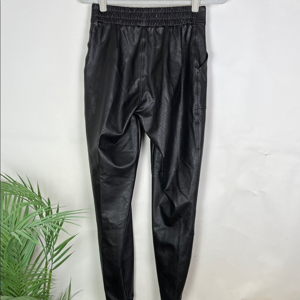 SPANX Sleek Black Faux Leather Joggers - Picture 6 of 9